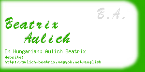 beatrix aulich business card